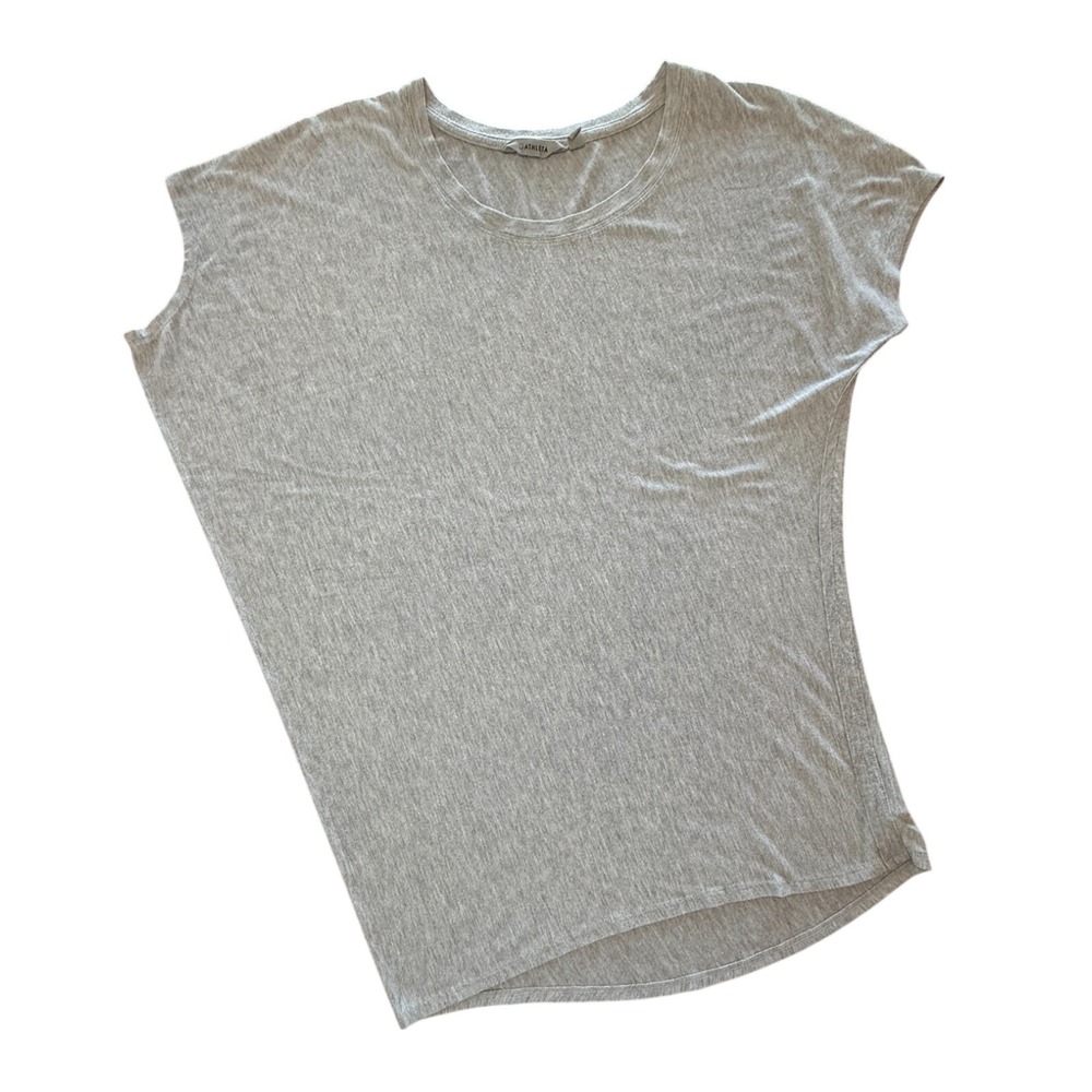 Athleta Asymmetric‎ Draped Dress Womens Medium Gray Modal Crew Neck Athleisure